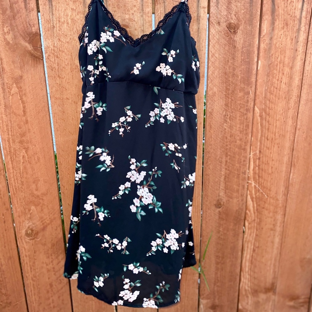 black floral slip dress